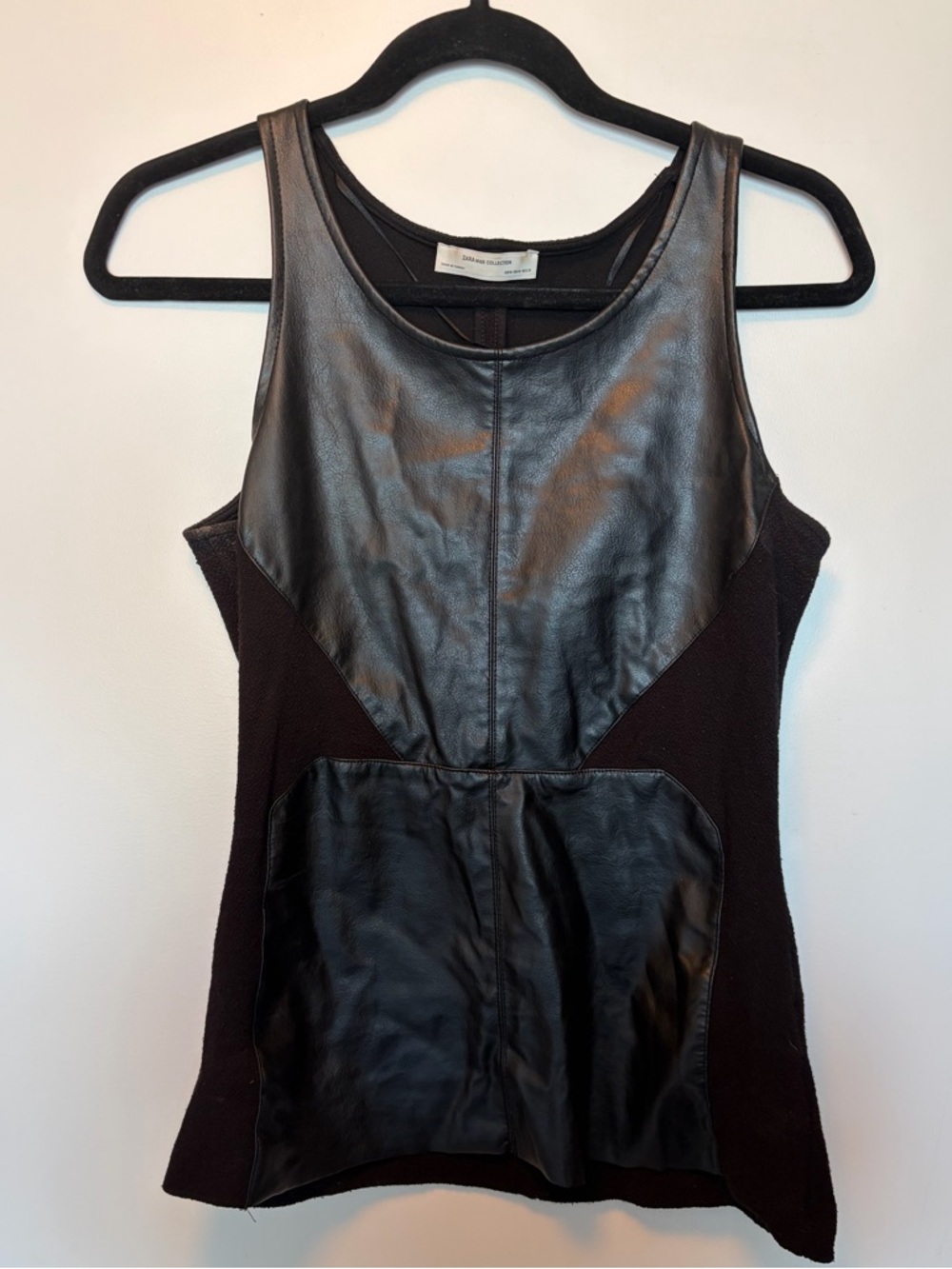 Leather Panel Sleeveless Top